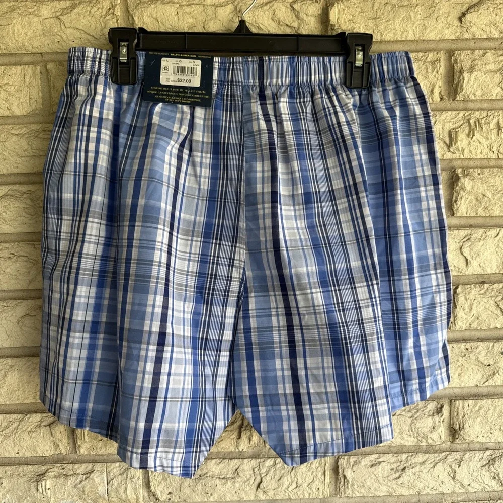Polo Ralph Lauren Mens Classic Fit Plaid 100% Cotton Size L Woven Boxer Shorts
